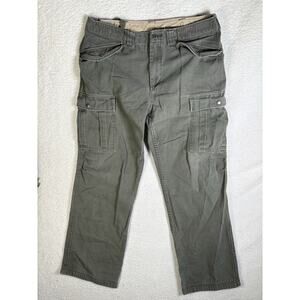 Duluth Trading Cargo Pants Mens 38x34 Fire Hose Fatigues Green Work Chore